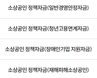 정부 소상공인 정책자금 대출 종류