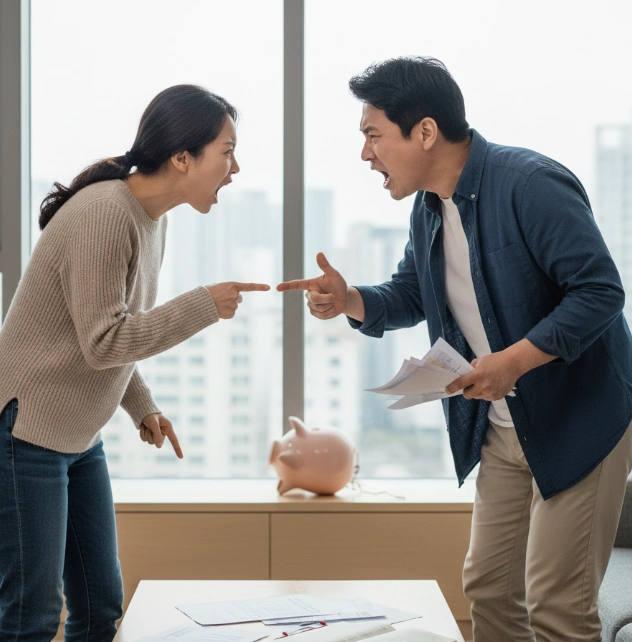돈 문제로 언성을 높이고 있는 남녀